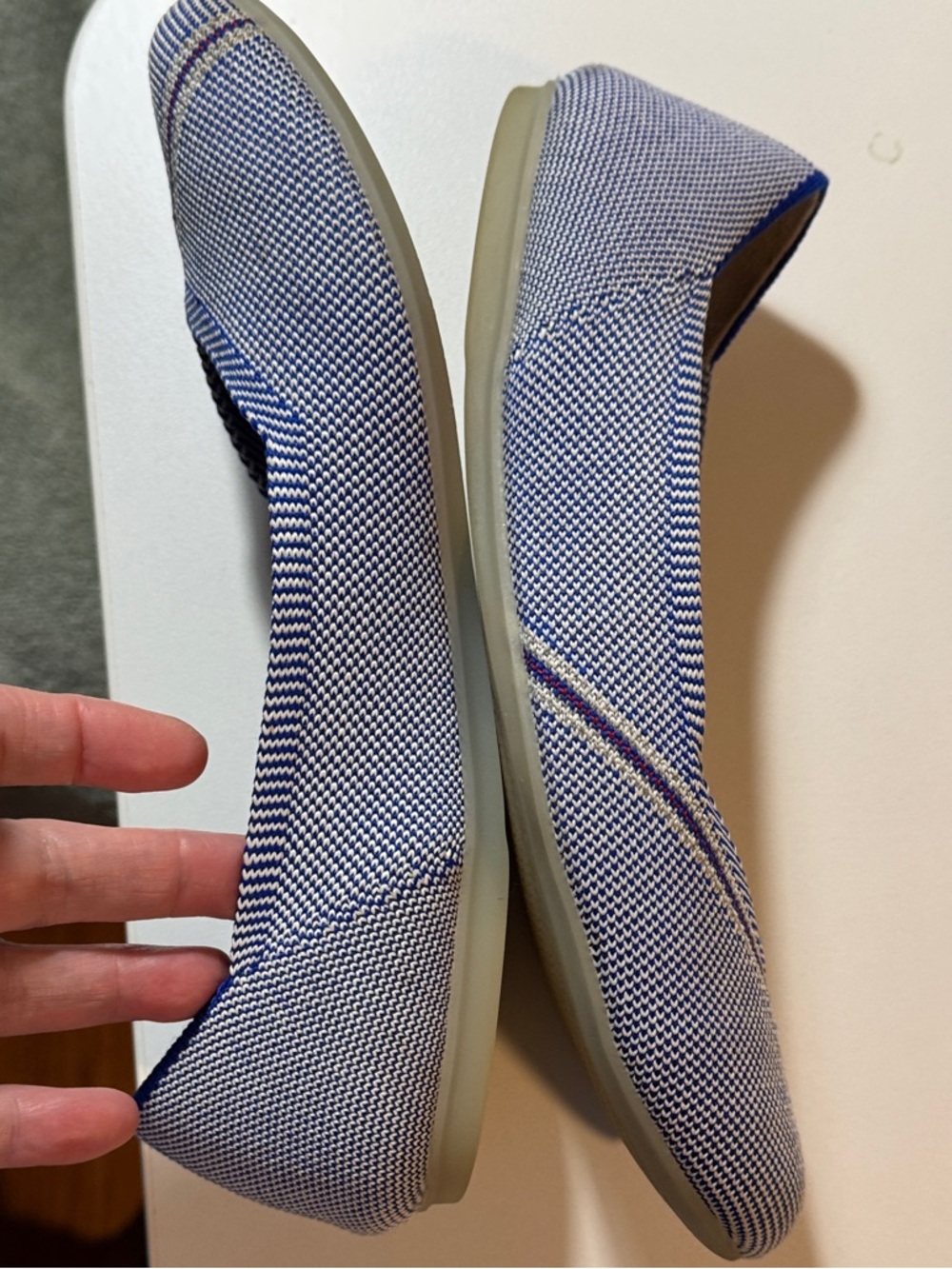 Rothy's Blue Knit Flats, retired style with Reflective Red Stripe, EUC, size 9 - Picture 9 of 10